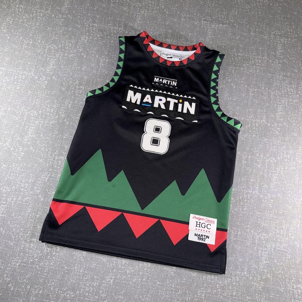 Martin Shirt Kids Medium Black #8 Basketball Jersey Headgear Classics TV 90s